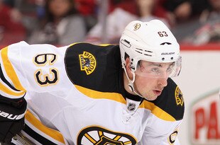 GLENDALE, AZ - DECEMBER 28:  Brad Marchand #63 of the Boston Bruins during the NHL game against the Phoenix Coyotes at Jobing.com Arena on December 28, 2011 in Glendale, Arizona. The Bruins defeated the Coyotes 2-1 in overtime.  (Photo by Christian Petersen/Getty Images)