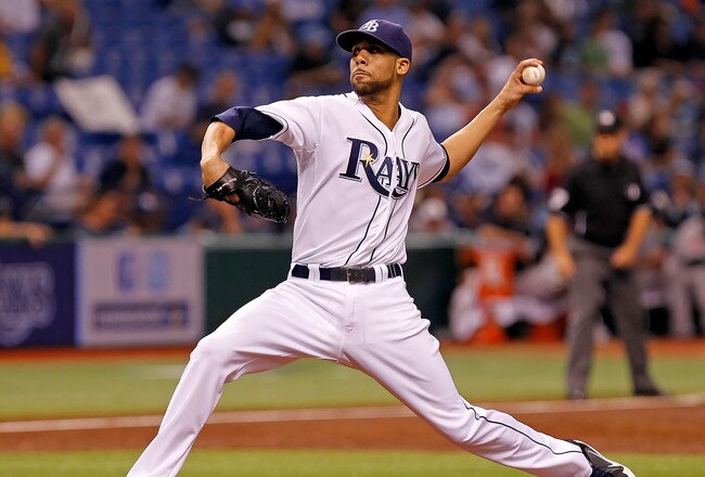 ST PETERSBURG, FL - SEPTEMBER 23:  Pitcher David Price #14 of the Tampa Bay Rays pitches against the Toronto Blue Jays during the game at Tropicana Field on September 23, 2011 in St. Petersburg, Florida.  (Photo by J. Meric/Getty Images)
