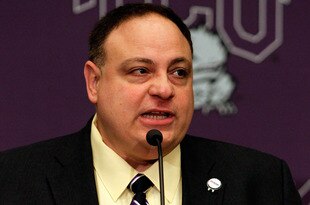 DALLAS - NOVEMBER 29:  John Marinatto, Big East Conference Commissioner, talks with the media after Texas Christian University accepted an invitation for full membership into The Big East Conference on November 29, 2010 in Fort Worth, Texas.  TCU will leave the Mountain West Conference for The Big East in July 2012.  (Photo by Tom Pennington/Getty Images)