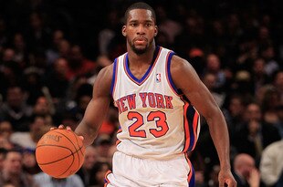 NEW YORK, NY - JANUARY 31: Toney Douglas #23 of the New York Knicks dribbles the ball against Detroit Pistons at Madison Square Garden on January 31, 2012 in New York City.  NOTE TO USER: User expressly acknowledges and agrees that, by downloading and or using this photograph, User is consenting to the terms and conditions of the Getty Images License Agreement. (Photo by Chris Trotman/Getty Images)