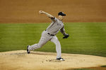 DETROIT, MI - OCTOBER 04:  A J Burnett #34 of the New York Yankees pitches in the first inning during Game Four of the American League Divison Series against the Detroit Tigers at Comerica Park on October 4, 2011 in Detroit, Michigan. The Yankees defeated the Tigers 10-1.  (Photo by Leon Halip/Getty Images)