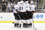 PITTSBURGH, PA - FEBRUARY 15:  Corey Perry #10 of the Anaheim Ducks celebrates his second period goal against the Pittsburgh Penguins during the game at Consol Energy Center on February 15, 2012 in Pittsburgh, Pennsylvania.  (Photo by Justin K. Aller/Getty Images)