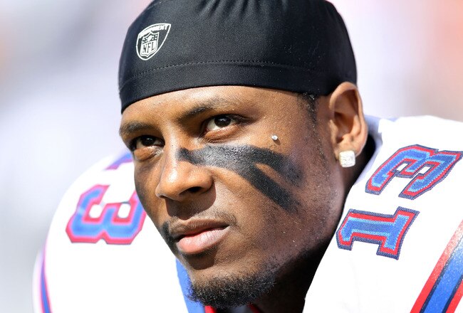 CINCINNATI, OH - OCTOBER 02:  Stevie Johnson #13 of the Buffalo Bills  watches the action during the NFL game against the Cincinnati Bengals at Paul Brown Stadium on October 2, 2011 in Cincinnati, Ohio.  (Photo by Andy Lyons/Getty Images)