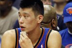 WASHINGTON, DC - FEBRUARY 08: Jeremy Lin #17 of the New York Knicks sits on the bench after colliding with John Wall #2 of the Washington Wizards (not pictured) during the first half at Verizon Center on February 8, 2012 in Washington, DC.  NOTE TO USER: User expressly acknowledges and agrees that, by downloading and or using this photograph, User is consenting to the terms and conditions of the Getty Images License Agreement. (Photo by Rob Carr/Getty Images)