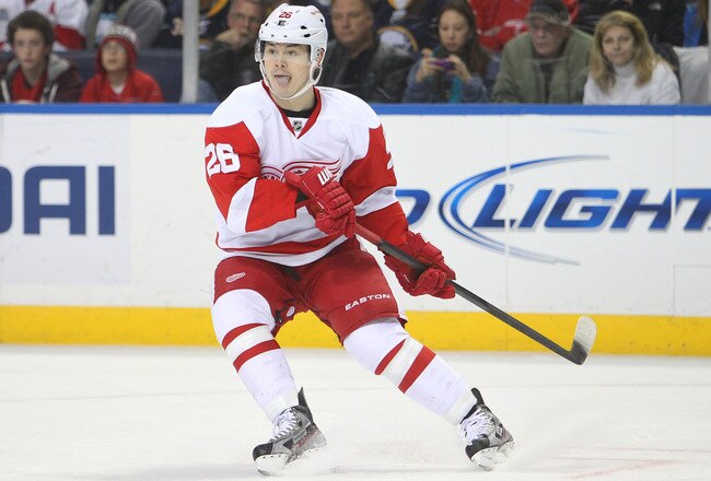 BUFFALO, NY - DECEMBER 2: Jiri Hudler #26 of the Detroit Red Wings during their NHL game against the Buffalo Sabres at First Niagara Center on December 2, 2011 in Buffalo, New York. (Photo by Tom Szczerbowski/Getty Images)