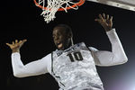 CORONADO, CA - NOVEMBER 11:  Draymond Green #10 of the Michigan State Spartans reacts after her dunk against the North Carolina Tar Heels during the Quicken Loans Carrier Classic on board the USS Carl Vinson on November 11, 2011 in Coronado, California.  (Photo by Harry How/Getty Images)