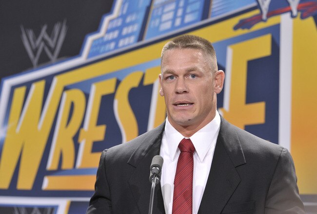 EAST RUTHERFORD, NJ - FEBRUARY 16: John Cena attends a press conference to announce that MetLife Stadium will host WWE Wrestlemania 29 in 2013 at MetLife Stadium on February 16, 2012 in East Rutherford, New Jersey. (Photo by Michael N. Todaro/Getty Images)