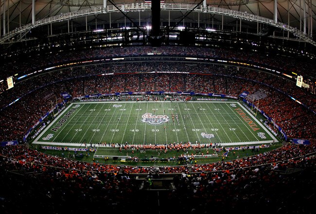 ATLANTA, GA - DECEMBER 31:  A general view during the game between the Auburn Tigers and the Virginia Cavaliers in the 2011 Chick Fil-A Bowl at Georgia Dome on December 31, 2011 in Atlanta, Georgia.  (Photo by Kevin C. Cox/Getty Images)