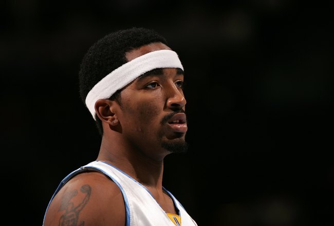 DENVER - NOVEMBER 8:  J.R. Smith #1 of the Denver Nuggets is on the court during the game against the New York Knicks on November 8, 2006 at the Pepsi Center in Denver, Colorado. The Knicks won 109-107. NOTE TO USER: User expressly acknowledges and agrees that, by downloading and or using this photograph, user is consenting to the term and conditions of the Getty Images License Agreement. (Photo by Doug Pensinger/Getty Images)