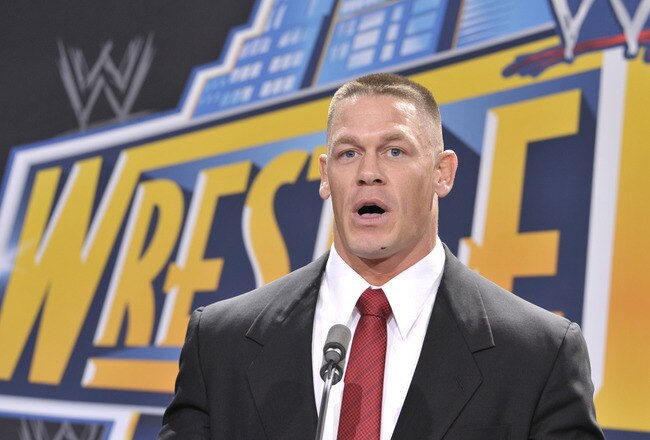 EAST RUTHERFORD, NJ - FEBRUARY 16: John Cena attends a press conference to announce that MetLife Stadium will host WWE Wrestlemania 29 in 2013 at MetLife Stadium on February 16, 2012 in East Rutherford, New Jersey. (Photo by Michael N. Todaro/Getty Images)