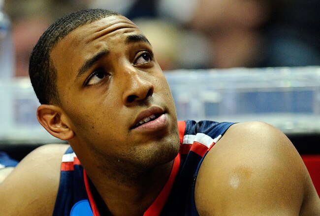 ANAHEIM, CA - MARCH 26:  Derrick Williams #23 of the Arizona Wildcats looks on from the bench against the Connecticut Huskies during the west regional final of the 2011 NCAA men's basketball tournament at the Honda Center on March 26, 2011 in Anaheim, California.  (Photo by Kevork Djansezian/Getty Images)