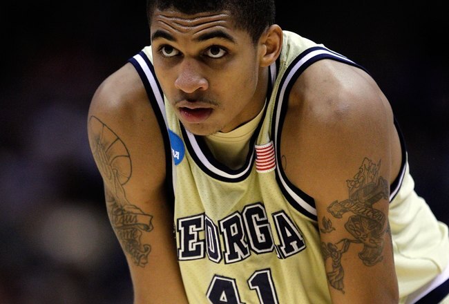 MILWAUKEE - MARCH 21:  Glen Rice Jr. #41 of the Georgia Tech Yellow Jackets looks on against the Ohio State Buckeyes during the second round of the 2010 NCAA men's basketball tournament at the Bradley Center on March 21, 2010 in Milwaukee, Wisconsin.  (Photo by Jonathan Daniel/Getty Images)