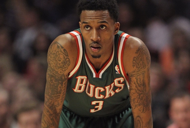 CHICAGO, IL - JANUARY 27:  Brandon Jennings #3 of the Milwaukee Bucks waits as a player for the Chicago Bulls shoots a free-throw at the United Center on January 27, 2012 in Chicago, Illinois. The Bulls defeated the Bucks 107-100. NOTE TO USER: User expressly acknowledges and agrees that, by downloading and or using this photograph, User is consenting to the terms and conditions of the Getty Images License Agreement.  (Photo by Jonathan Daniel/Getty Images)