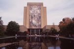 15 Oct 1994:  A mural called Touchdown Jesus adorns a wall overlooking the Notre Dame campus and football stadium in South Bend, Indiana. Mandatory Credit: Jonathan Daniel/Allsport