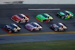 DAYTONA BEACH, FL - FEBRUARY 06: Mark Thompson drives the #66 ahead of James Buescher, driver of the #51, Alli Owens, driver of the #15, Danica Patrick, driver of the #7, Joey Coulter,driver of the #16, and Justin Marks, driver of the #32, during the ARCA Racing Series Lucas Oil Slick Mist 200 at Daytona International Speedway on February 6, 2010 in Daytona Beach, Florida.  (Photo by Jason Smith/Getty Images)