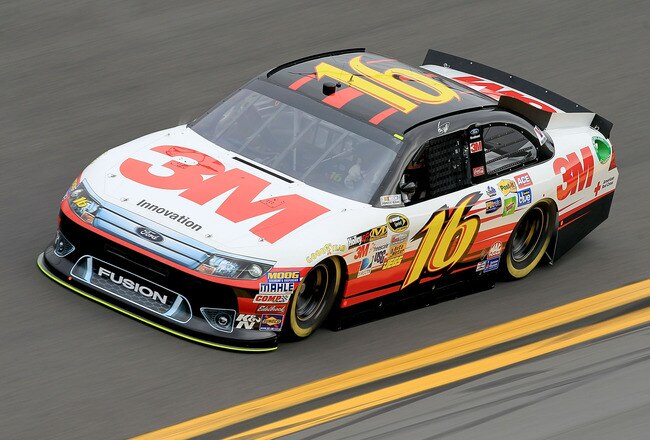 DAYTONA BEACH, FL - FEBRUARY 18:  Greg Biffle, driver of the #16 3M Ford, practices for the NASCAR Sprint Cup Series Daytona 500 at Daytona International Speedway on February 18, 2012 in Daytona Beach, Florida.  (Photo by Matthew Stockman/Getty Images)