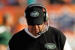 MIAMI GARDENS, FL - JANUARY 01:  New York Jets head coach Rex Ryan looks on during a game against the Miami Dolphins at Sun Life Stadium on January 1, 2012 in Miami Gardens, Florida.  (Photo by Mike Ehrmann/Getty Images)