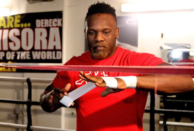 LONDON, ENGLAND - JANUARY 25:  Dereck Chisora during a media workout session on January 25, 2012 in London, England.  (Photo by Scott Heavey/Getty Images)