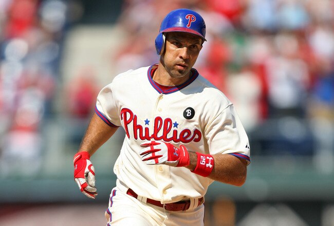 PHILADELPHIA - JULY 10: Left fielder Raul Ibanez #29 of the Philadelphia Phillies jogs around the bases after hitting a three-run home run during a game against the Atlanta Braves at Citizens Bank Park on July 10, 2011 in Philadelphia, Pennsylvania. The Phillies won 14-1. (Photo by Hunter Martin/Getty Images)