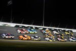 DAYTONA BEACH, FL - FEBRUARY 18:  Dale Earnhardt Jr., driver of the #88 Diet Mountain Dew/National Guard Chevrolet, leads a group of cars during the NASCAR Budweiser Shootout at Daytona International Speedway on February 18, 2012 in Daytona Beach, Florida.  (Photo by Jared C. Tilton/Getty Images for NASCAR)