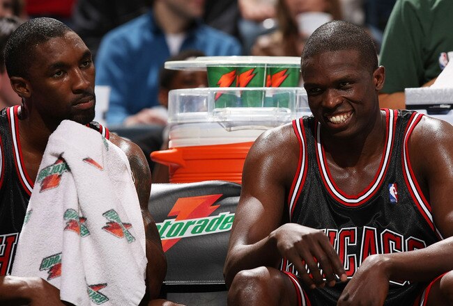 MILWAUKEE - APRIL 14: Ben Gordon #7 (L) and Loul Deng #9 of the Chicago Bulls combined for 61 points against the Milwaukee Bucks on April 14, 2008 at the Bradley Center in Milwaukee, Wisconsin. The Bulls defeated the Bucks 151-135. NOTE TO USER: User expressly acknowledges and agreees that, by downloading and/or using this Photograph, User is consenting to the terms and conditions of the Getty Images License Agreement. (Photo by Jonathan Daniel/Getty Images)