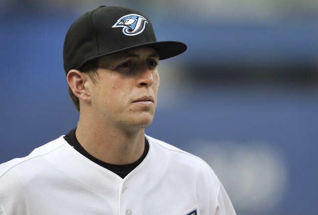 TORONTO, CANADA - JULY 28:  Newly-acquired Colby Rasmus #28 of the Toronto Blue Jays looks on prior to MLB game action against the Baltimore Orioles July 28, 2011 at Rogers Centre in Toronto, Ontario, Canada. (Photo by Brad White/Getty Images)