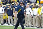 ANN ARBOR, MI - NOVEMBER 26:  Head coach Brady Hoke of the Michigan Wolverines looks on from the sidelines while playing the Ohio State Buckeyes at Michigan Stadium on November 26, 2011 in Ann Arbor, Michigan. Michigan won the game 40-34. (Photo by Gregory Shamus/Getty Images)