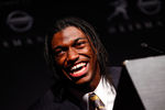 NEW YORK, NY - DECEMBER 10:  Heisman Memorial Trophy Award winner Robert Griffin III of the Baylor Bears speaks at a press conference at The New York Marriott Marquis on December 10, 2011 in New York City.  (Photo by Jeff Zelevansky/Getty Images)