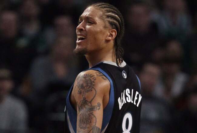 BOSTON, MA - JANUARY 03:  Michael Beasley #8 of the Minnesota Timberwolves reacts to a foul called against him in the second half against the Boston Celtics on January 3, 2011 at the TD Garden in Boston, Massachusetts. The Celtics defeated the Timberwolves 96-93. NOTE TO USER: User expressly acknowledges and agrees that, by downloading and/or using this Photograph, User is consenting to the terms and conditions of the Getty Images License Agreement.  (Photo by Elsa/Getty Images)