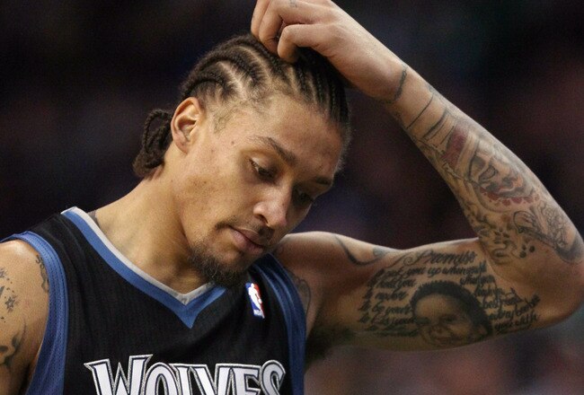BOSTON, MA - JANUARY 03:  Michael Beasley #8 of the Minnesota Timberwolves reacts after he is called for an offensive foul in the first half against the Boston Celtics on January 3, 2011 at the TD Garden in Boston, Massachusetts. NOTE TO USER: User expressly acknowledges and agrees that, by downloading and/or using this Photograph, User is consenting to the terms and conditions of the Getty Images License Agreement.  (Photo by Elsa/Getty Images)