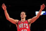 NEW YORK, NY - FEBRUARY 20: Kris Humphries #43 of the New Jersey Nets reacts during the game against the New York Knicks at Madison Square Garden on February 20, 2012 in New York City. NOTE TO USER: User expressly acknowledges and agrees that, by downloading and/or using this Photograph, user is consenting to the terms and conditions of the Getty Images License Agreement.  (Photo by Chris Trotman/Getty Images)