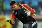 DUBAI, UNITED ARAB EMIRATES - FEBRUARY 18:  Kevin Pietersen of England celebrates reaching his century during the 3rd One Day International between Pakistan and England at Dubai International Stadium on February 18, 2012 in Dubai, United Arab Emirates.  (Photo by Gareth Copley/Getty Images)