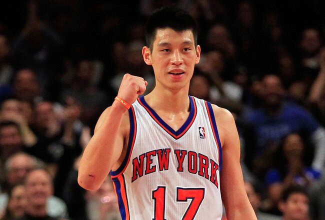 NEW YORK, NY - FEBRUARY 19:  Jeremy Lin #17 of the New York Knicks reacts during the game against the Dallas Mavericks at Madison Square Garden on February 19, 2012 in New York City. NOTE TO USER: User expressly acknowledges and agrees that, by downloading and/or using this Photograph, user is consenting to the terms and conditions of the Getty Images License Agreement.  (Photo by Chris Trotman/Getty Images)