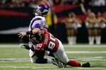 ATLANTA, GA - NOVEMBER 27:  Lawrence Sidbury #90 of the Atlanta Falcons sacks Christian Ponder #7 of the Minnesota Vikings at Georgia Dome on November 27, 2011 in Atlanta, Georgia.  (Photo by Kevin C. Cox/Getty Images)