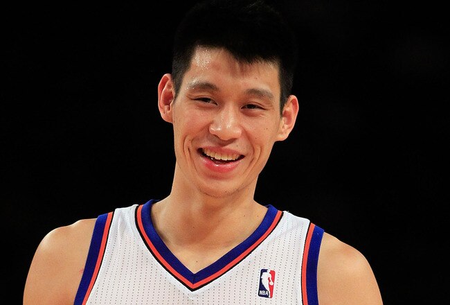 NEW YORK, NY - FEBRUARY 20:  Jeremy Lin #17 of the New York Knicks smiles during the game against the New Jersey Nets at Madison Square Garden on February 20, 2012 in New York City. NOTE TO USER: User expressly acknowledges and agrees that, by downloading and/or using this Photograph, user is consenting to the terms and conditions of the Getty Images License Agreement.  (Photo by Chris Trotman/Getty Images)