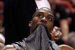 MIAMI, FL - FEBRUARY 19: Dwight Howard #12 of the Orlando Magic looks on during a game against the Miami Heat at American Airlines Arena on February 19, 2012 in Miami, Florida. NOTE TO USER: User expressly acknowledges and agrees that, by downloading and/or using this Photograph, User is consenting to the terms and conditions of the Getty Images License Agreement.  (Photo by Mike Ehrmann/Getty Images)