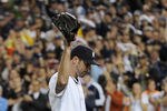 DETROIT, MI - OCTOBER 13:  Justin Verlander #35 of the Detroit Tigers waves to the crowd after being pulled in the eighth inning of Game Five of the American League Championship Series at Comerica Park on October 13, 2011 in Detroit, Michigan.  (Photo by Harry How/Getty Images)