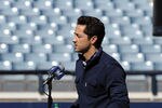 PHOENIX, AZ - FEBRUARY 24:  Ryan Braun #8 of the Milwaukee Brewers talks to the media prior to spring workouts at Maryvale Baseball Park on February 24, 2012 in Phoenix, Arizona.  (Photo by Norm Hall/Getty Images)