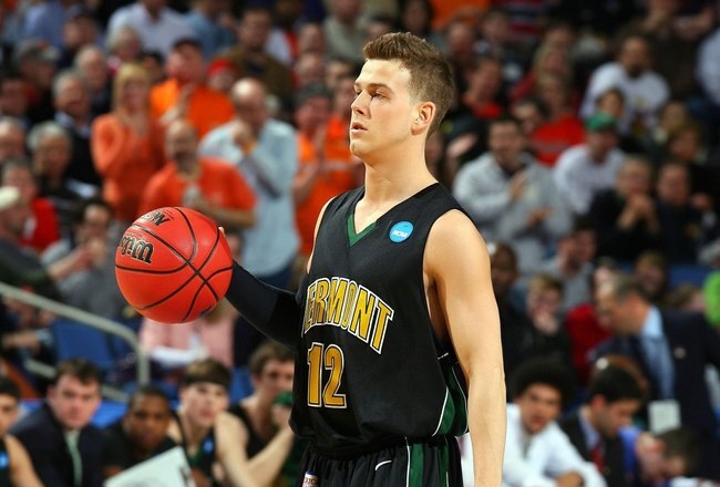 BUFFALO, NY - MARCH 19:  Nick Vier #12 of the Vermont Catamounts handles the ball against the Syracuse Orange during the first round of the 2010 NCAA men's basketball tournament at HSBC Arena on March 19, 2010 in Buffalo, New York.  (Photo by Rick Stewart/Getty Images)