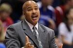 LAWRENCE, KS - DECEMBER 03:  Head coach Stan Heath of the South Florida Bulls reacts from the bench during the game against the Kansas Jayhawks on December 3, 2011 at Allen Fieldhouse in Lawrence, Kansas.  (Photo by Jamie Squire/Getty Images)