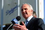LOS ANGELES, CA - APRIL 14:  Los Angeles Dodgers owner Frank McCourt  speaks at a news conference at Dodger Stadium prior to a game between the St. Louis Cardinals and Los Angeles Dodgers on April 14, 2011 in Los Angeles, California. Large numbers of LAPD officers are being deployed as part of a zero tolerance policy toward misbehaving fans in response to the opening day attack on Stow two weeks ago.  (Photo by Kevork Djansezian/Getty Images)