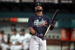 MIAMI GARDENS, FL - SEPTEMBER 21:  Jason Heyward #22 of the Atlanta Braves strikes out  against thes Florida Marlins at Sun Life Stadium on September 21, 2011 in Miami Gardens, Florida.  (Photo by Marc Serota/Getty Images)
