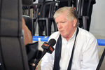 TORONTO, ON - AUGUST 18: Toronto Maple Leafs General Manager Brian Burke speaks to the media during the afternoon session of the 2010 NHL Research, Development and Orientation Camp at the Mastercard Center on August 18, 2010 in Toronto, Canada.  (Photo by Matthew Manor/Getty Images)