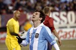 EAST RUTHERFORD, NJ - MARCH 26:  Lionel Messi #10 of Argentina reacts after a failed scoring attempt during the first half of a friendly match against the United States at New Meadowlands Stadium on March 26, 2011 in East Rutherford, New Jersey.  (Photo by Jeff Zelevansky/Getty Images)