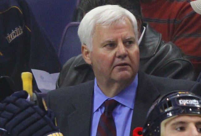 ST. LOUIS, MO - NOVEMBER 10: Head coach Ken Hitchcock of the St. Louis Blues looks on from the bench against the Toronto Maple Leafs at the Scottrade Center  on November 10, 2011 in St. Louis, Missouri.  (Photo by Dilip Vishwanat/Getty Images)