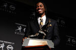 NEW YORK, NY - DECEMBER 10:  Robert Griffin III of the Baylor Bears poses with the trophy after being named the 77th Heisman Memorial Trophy Award winner during a press conference at The New York Marriott Marquis on December 10, 2011 in New York City.  (Photo by Jeff Zelevansky/Getty Images)