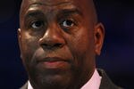 ORLANDO, FL - FEBRUARY 26:  NBA legend Earvin 'Magic' Johnson looks on during the 2012 NBA All-Star Game at the Amway Center on February 26, 2012 in Orlando, Florida.  NOTE TO USER: User expressly acknowledges and agrees that, by downloading and or using this photograph, User is consenting to the terms and conditions of the Getty Images License Agreement.  (Photo by Ronald Martinez/Getty Images)