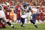 GLENDALE, AZ - JANUARY 01:  Runningback Marshawn Lynch #24 of the Seattle Seahawks rushes the football against the Arizona Cardinals during the NFL game at the University of Phoenix Stadium on January 1, 2012 in Glendale, Arizona. The Cardinals defeated the Seahawks 23-20 in overtime.  (Photo by Christian Petersen/Getty Images)