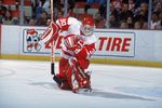 5 Feb 2001:  Goal Keeper Chris Osgood #30 of the Detroit Red Wings keeps his eye on the puck during the game against the Ottawa Senators at the Joe Louis Arena in Detroit, Michigan. The Red Wings defeated the Senators 4-2.Mandatory Credit: Tom Pigeon  /Allsport