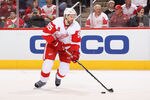 GLENDALE, AZ - FEBRUARY 06:  Niklas Kronwall #55 of the Detroit Red Wings skates with the puck during the NHL game against the Phoenix Coyotes at Jobing.com Arena on February 6, 2012 in Glendale, Arizona. The Coyotes defeated the Red Wings 3-1.  (Photo by Christian Petersen/Getty Images)